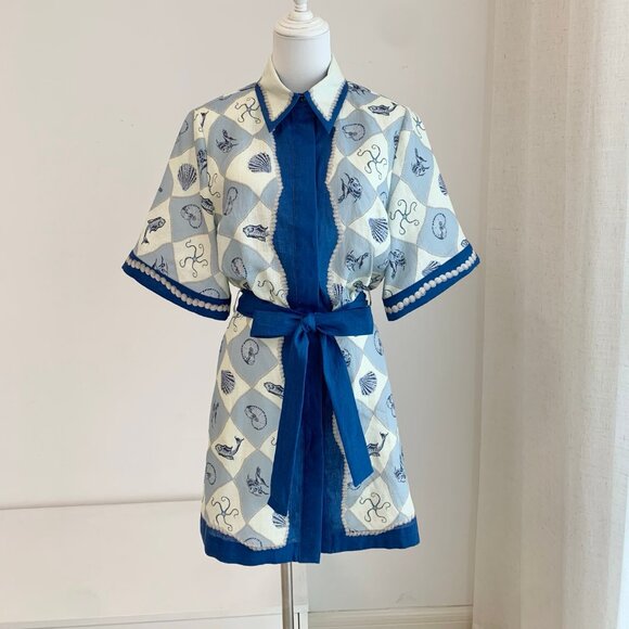 Printed linen minidress - Picture 3 of 8